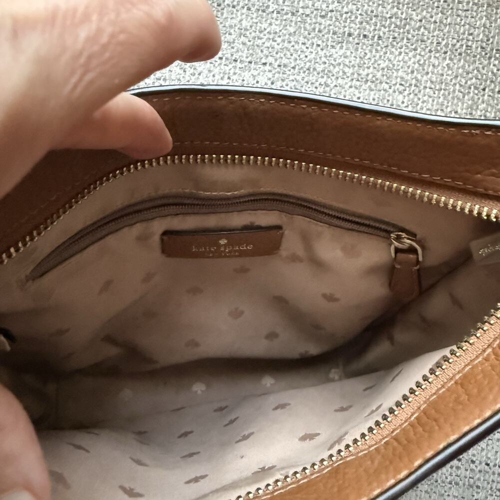 Kate Spade Leila Pebbled Leather Crossbody Purse Warm Ginger Minimalist Classic - Picture 6 of 16